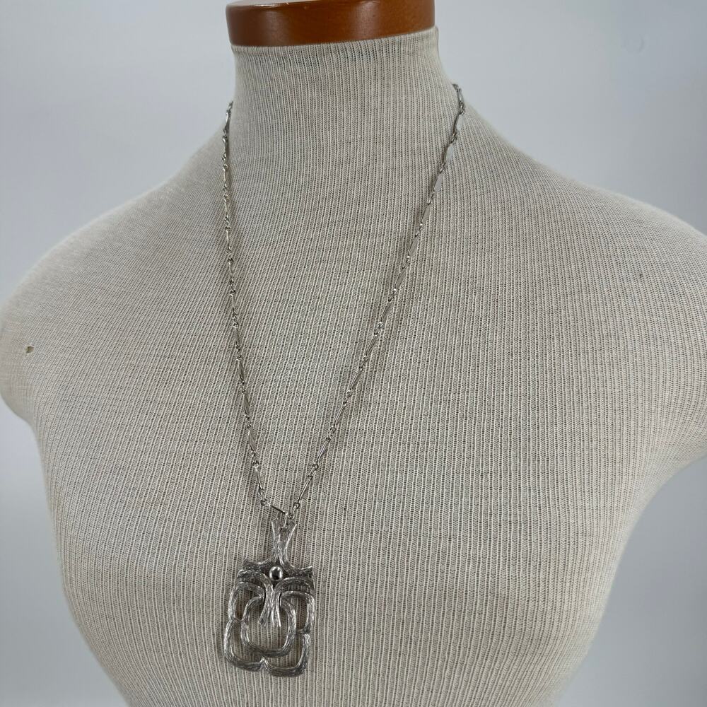 Vintage square silver chain necklace